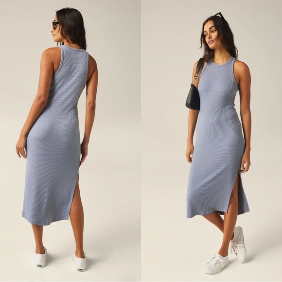 Beyond Yoga Formation Ribbed Tank Modal Midi Dress Indigo Stone XS NEW - Picture 1 of 6